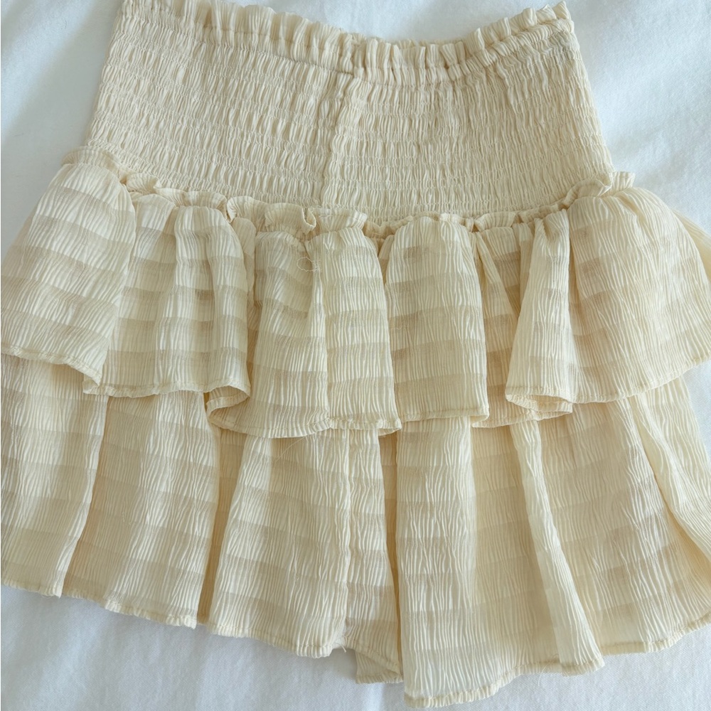 Cream tiered Ruffled Skirt